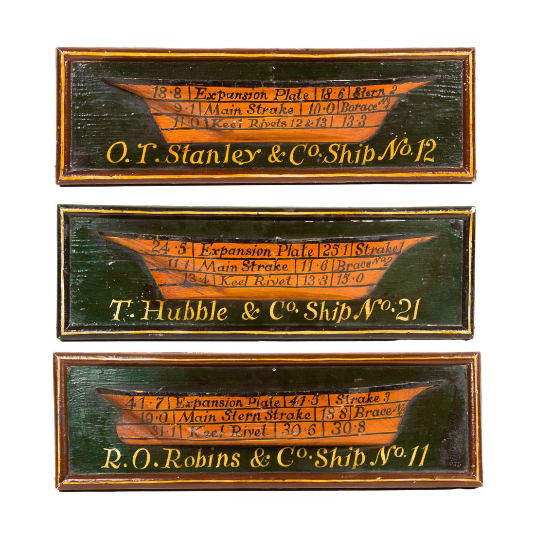 (Lot of 3) Victorian builder's half-block ship models (1 of 2)