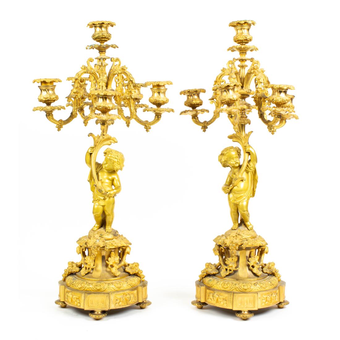 A pair of Napoleon III gilt bronze figural candelabra (1 of 3)