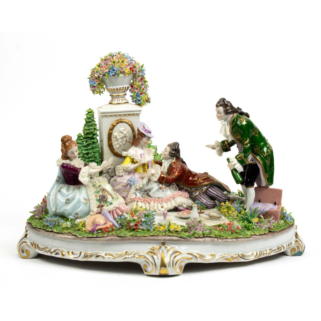 A German Sitzendorf porcelain crinoline group (1 of 3)
