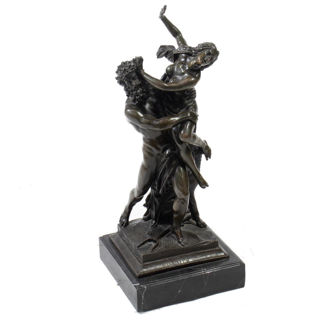 Sculpture, After Gian Lorenzo Bernini: After Gian Lorenzo Bernini (Italian, 1598-1680), "Rape of Proserpina," bronze sculpture replica, signed "Navarro" base, overall (with stone plinth): 15"h x 6.25"w x 6.25"d