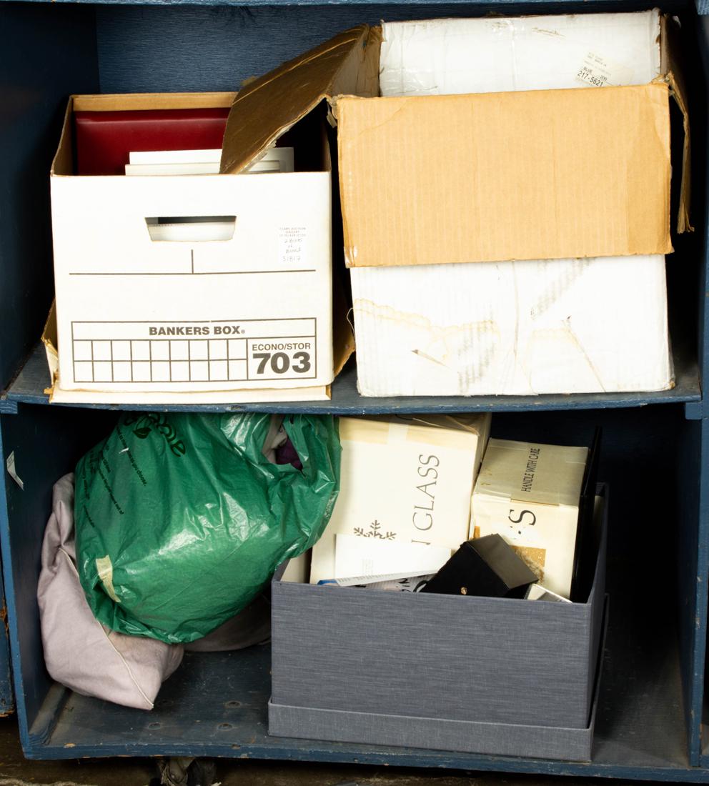 Two bins of Steuben reference books, catalogs, dust bags and boxes (1 of 1)