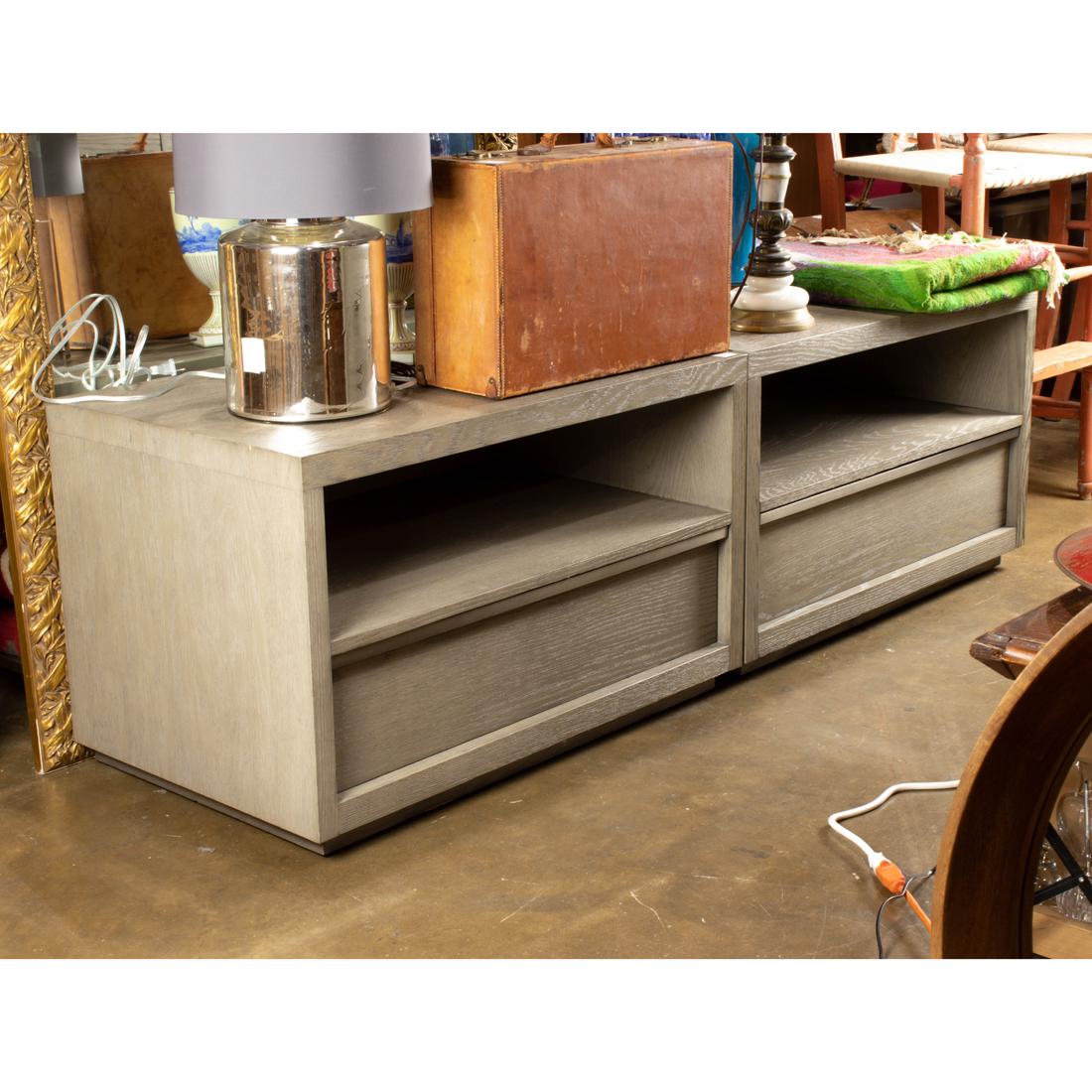 Pair of Restoration Hardware Bezier open nightstands in grey (1 of 1)