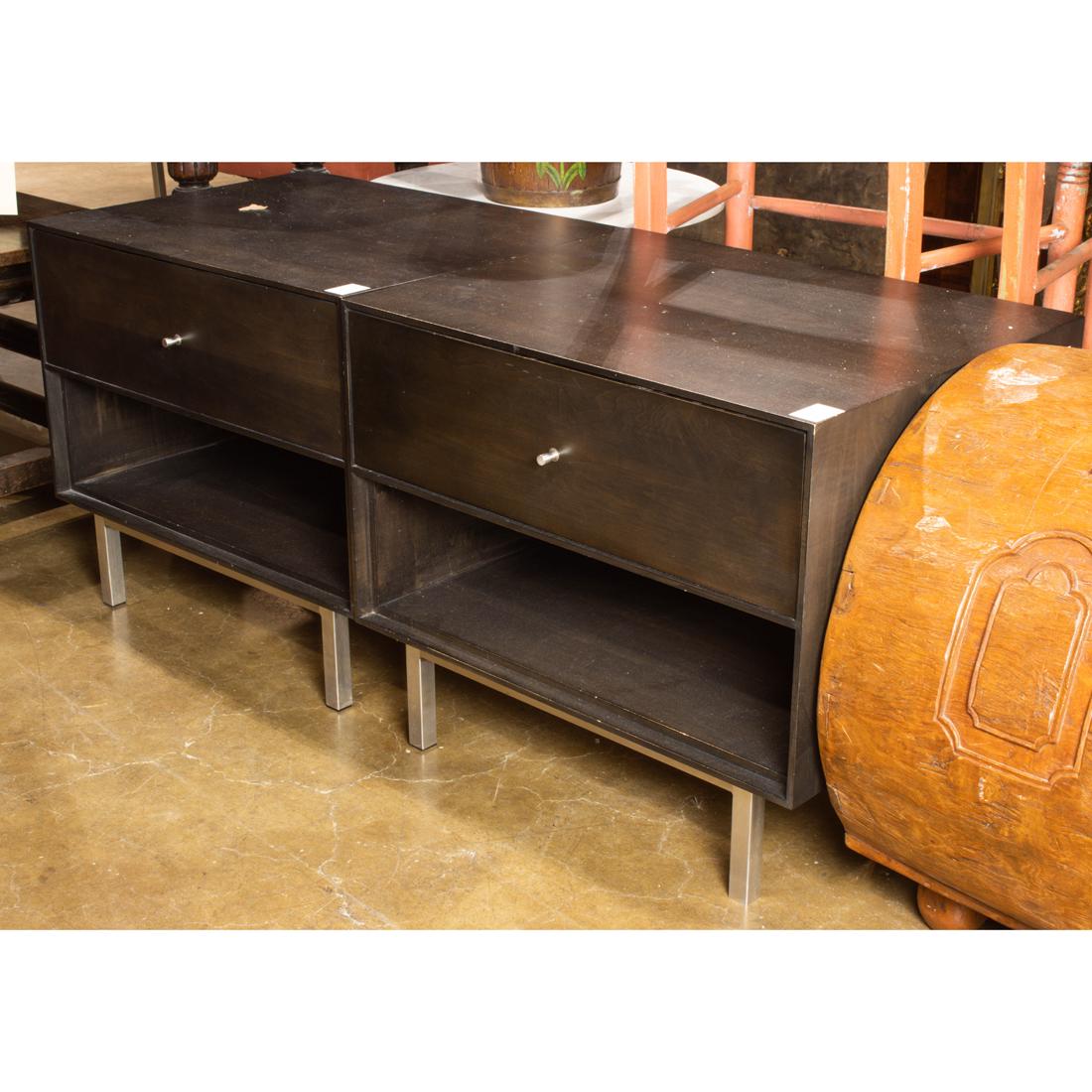 Pair of Room and Board night stands: Pair of Room and Board night stands, each having a single drawer, 22"h x 26"w x 20"d