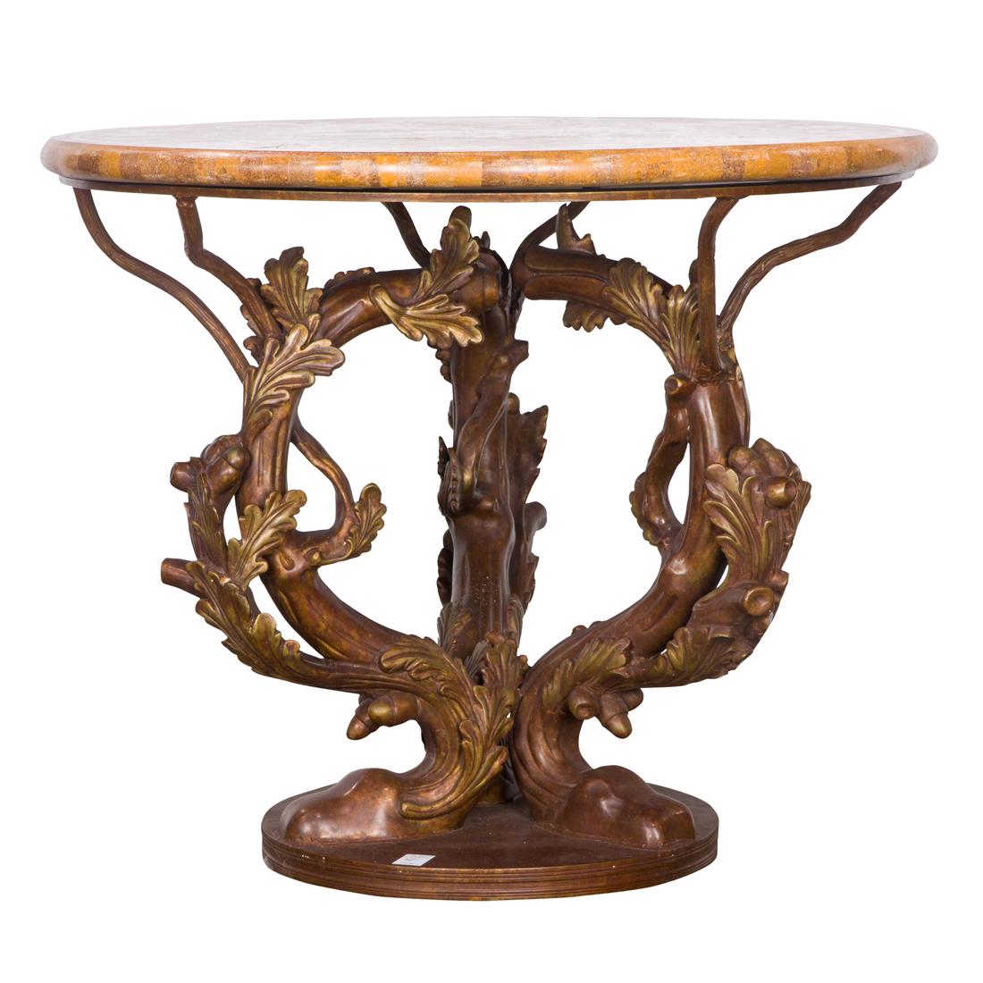 Continental patinated bronze and stone center table (1 of 3)
