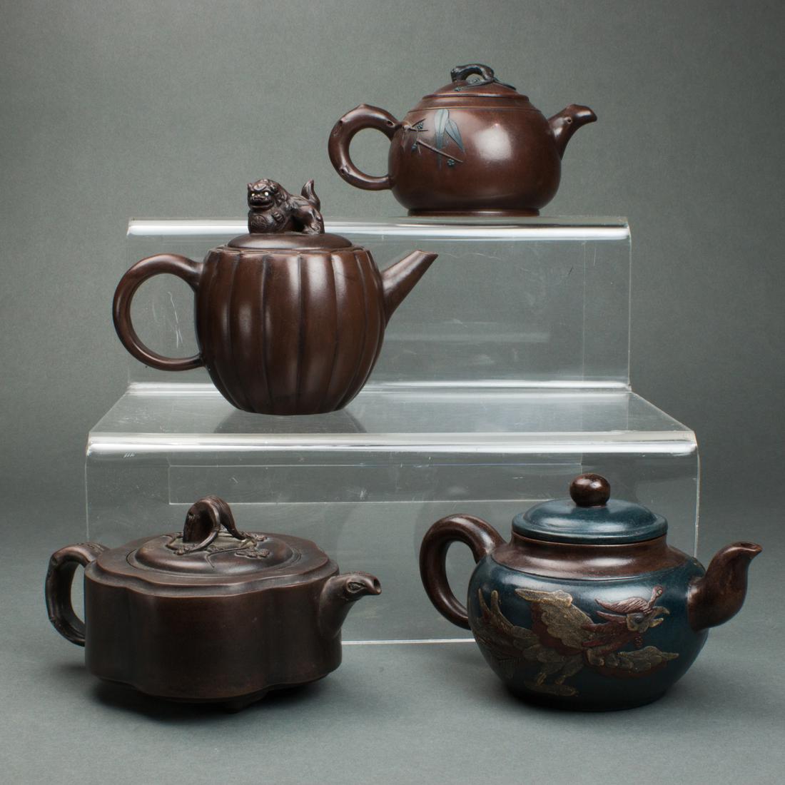 (lot of 4) Chinese purple clay teapots (1 of 2)