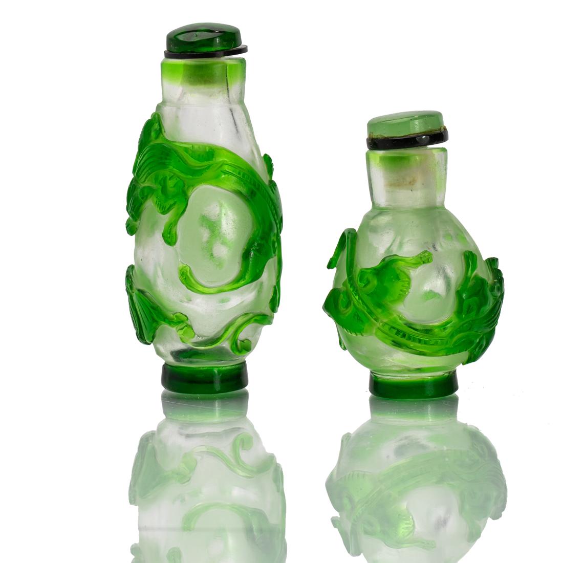 (lot of 2) Chinese Peking glass overlay snuff bottles (1 of 1)