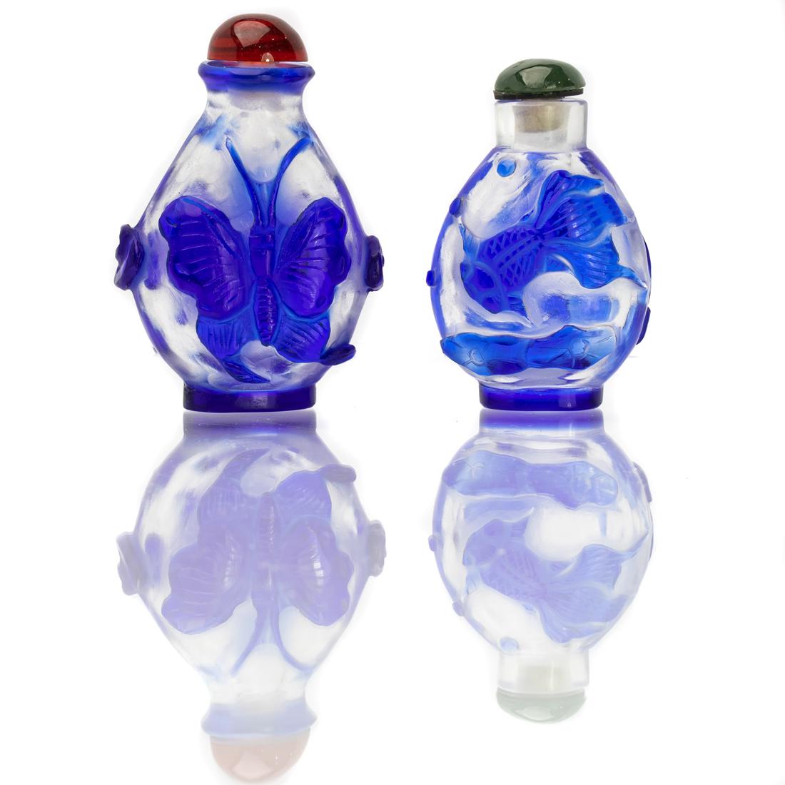 (lot of 2) Chinese Peking glass overlay snuff bottles (1 of 1)