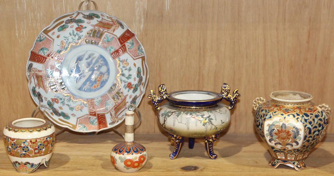 (lot of 5) One Shelf of Japanese Kyo-Satsuma, Imari Ware (1 of 1)