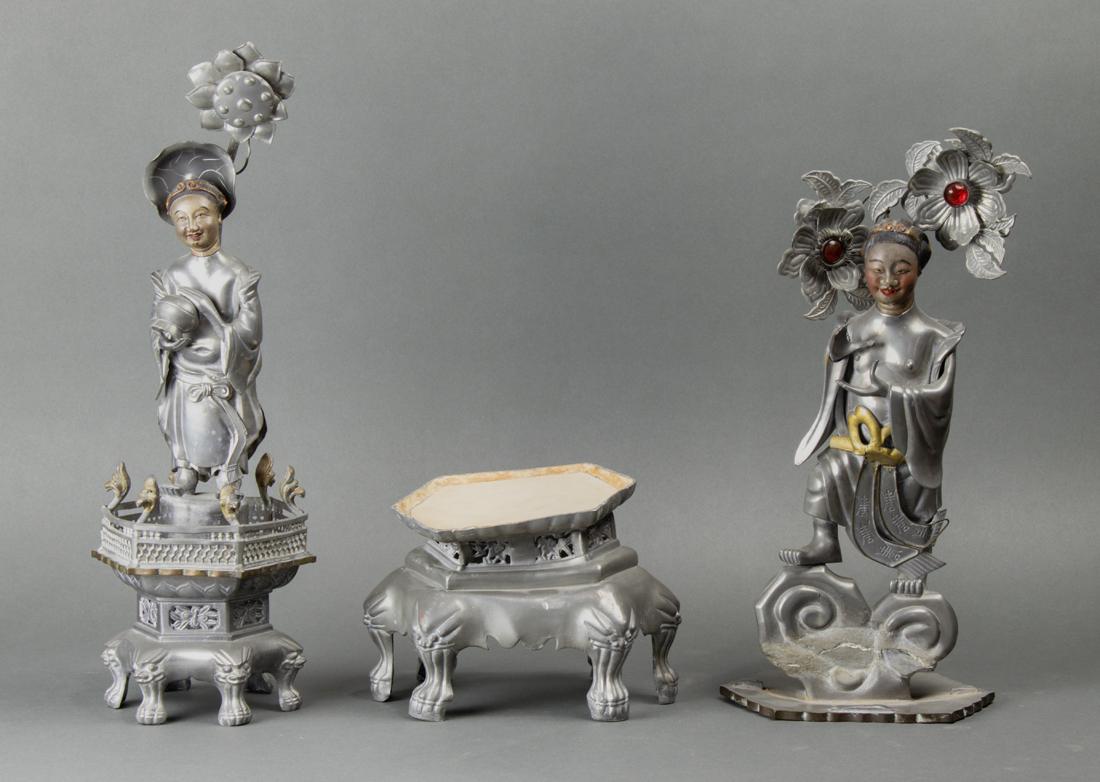 (lot of 3) Chinese pewter pieces (1 of 1)