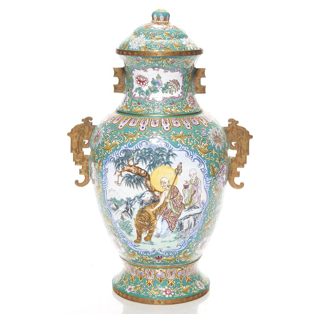 Chinese Canton enamel lidded urn (1 of 1)
