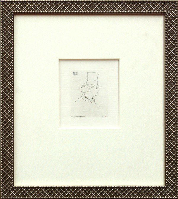 Etching, Edouard Manet, Charles Baudelaire: Framed etching, ''Charles Baudelaire, In Profile,'' by Edouard Manet (French, 1832-1883), artist's monogram within plate upper left, ''Peint et Grave par Manet 1862'' lower left, and ''Imp. A. Salmon'
