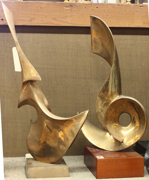 Pair of bronzes by Leonardo Nierman: (Lot of 2) Bronze sculptures, ''Caracel,'' by Leonardo M. Nierman (American, b.1932), both signed and numbered ''Nierman II/VI'' back/lower center, dimensions: 35''h x 15.75''w x 10.5''d/32''h x 15.5'