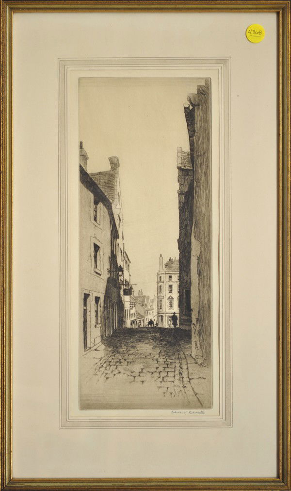 Set of 5 European prints: (Lot of 5) Framed etchings and lithograph, European Landscapes and Street Scenes, two signed in pencil ''Chris H. Clark'' and ''Victor Valery'' lower right, three signed indistinctly in pencil, 19th/2