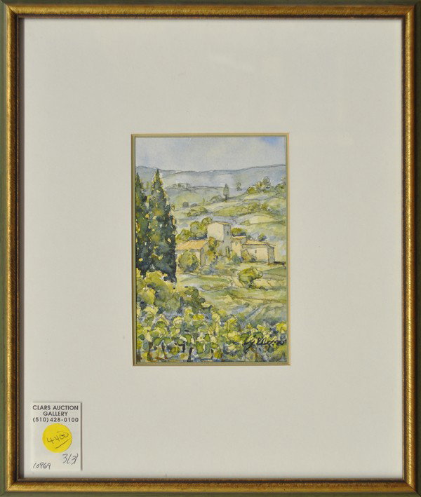 Watercolors, Mediterranean: (Lot of 3) Framed watercolors, Mediterranean Scenes, Continental School, 20th century, one signed ''G. Mosso'' lower right, and two signed indistinctly ''Tony'' lower left, largest overall: 15''h x 11