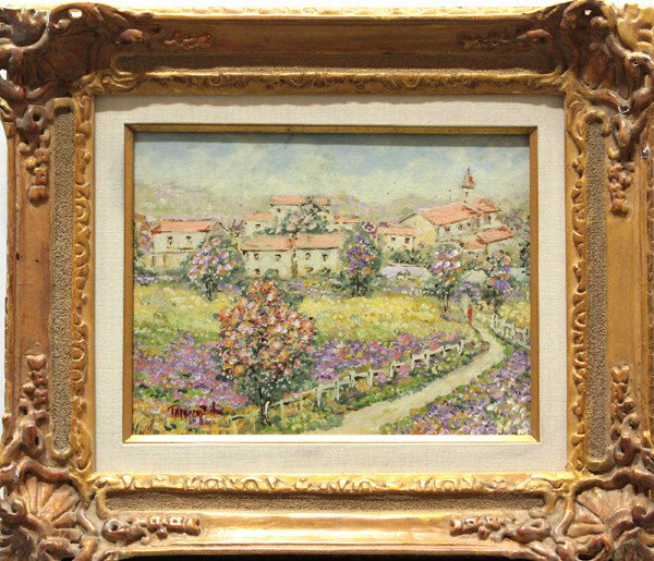 Painting, French, Flowering Garden: Framed oil on canvas, Flowering Gardens, French School, 20th century, signed ''Patricia Pilau'' lower left, overall: 19''h x 22.25''w