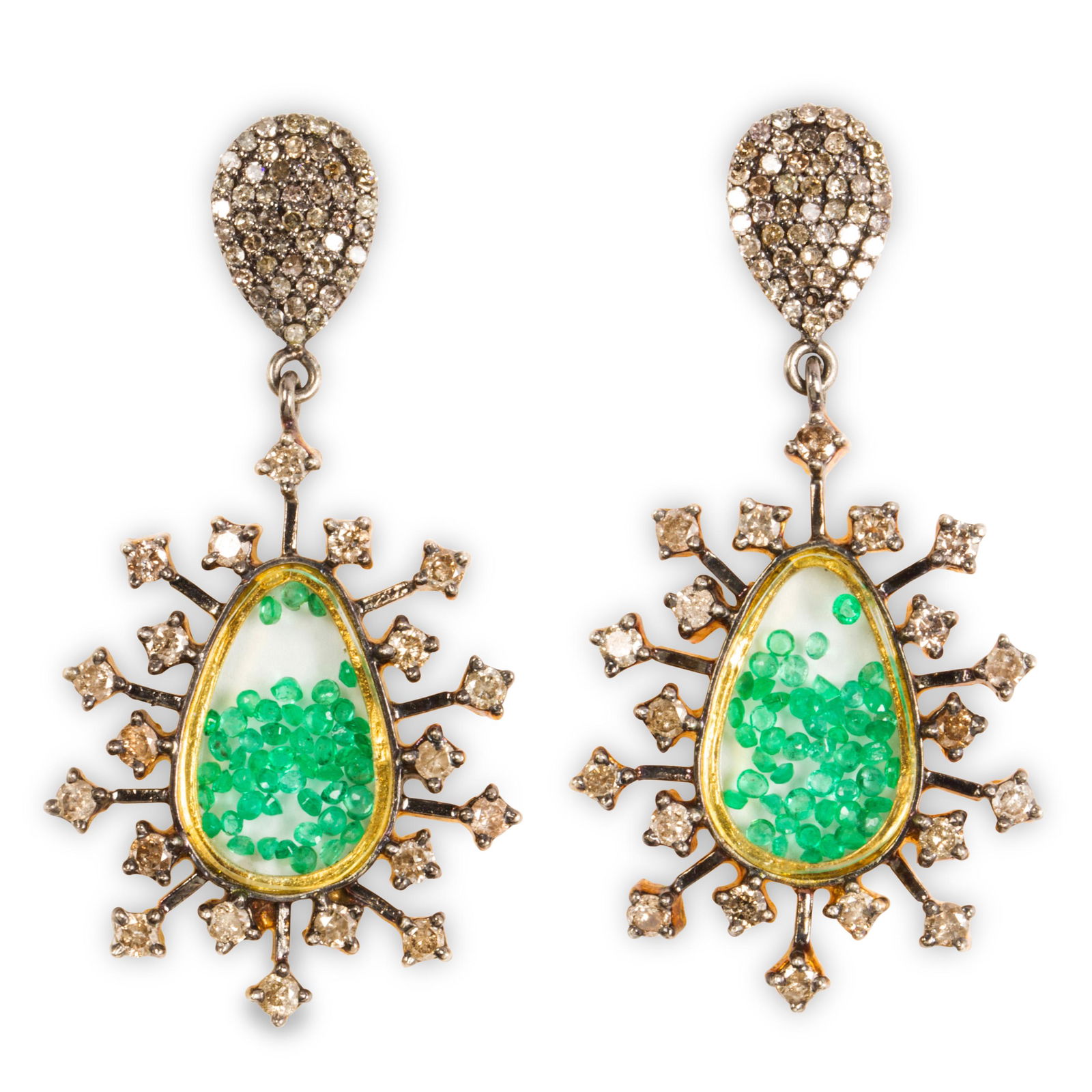 A pair of emerald and diamond earrings (1 of 1)