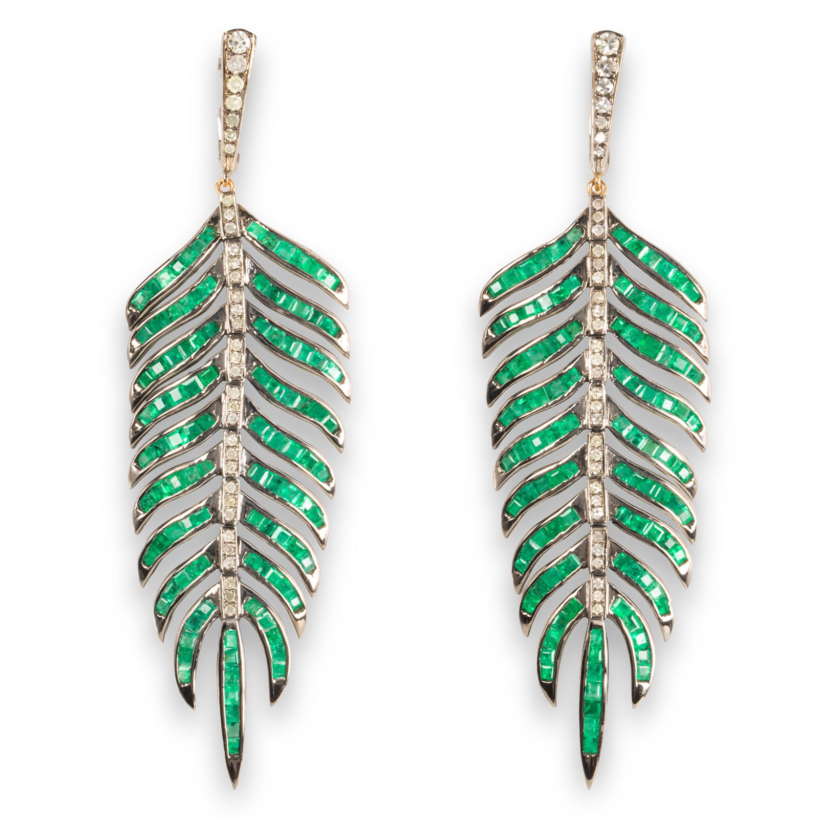 A pair of emerald and diamond earrings (1 of 1)