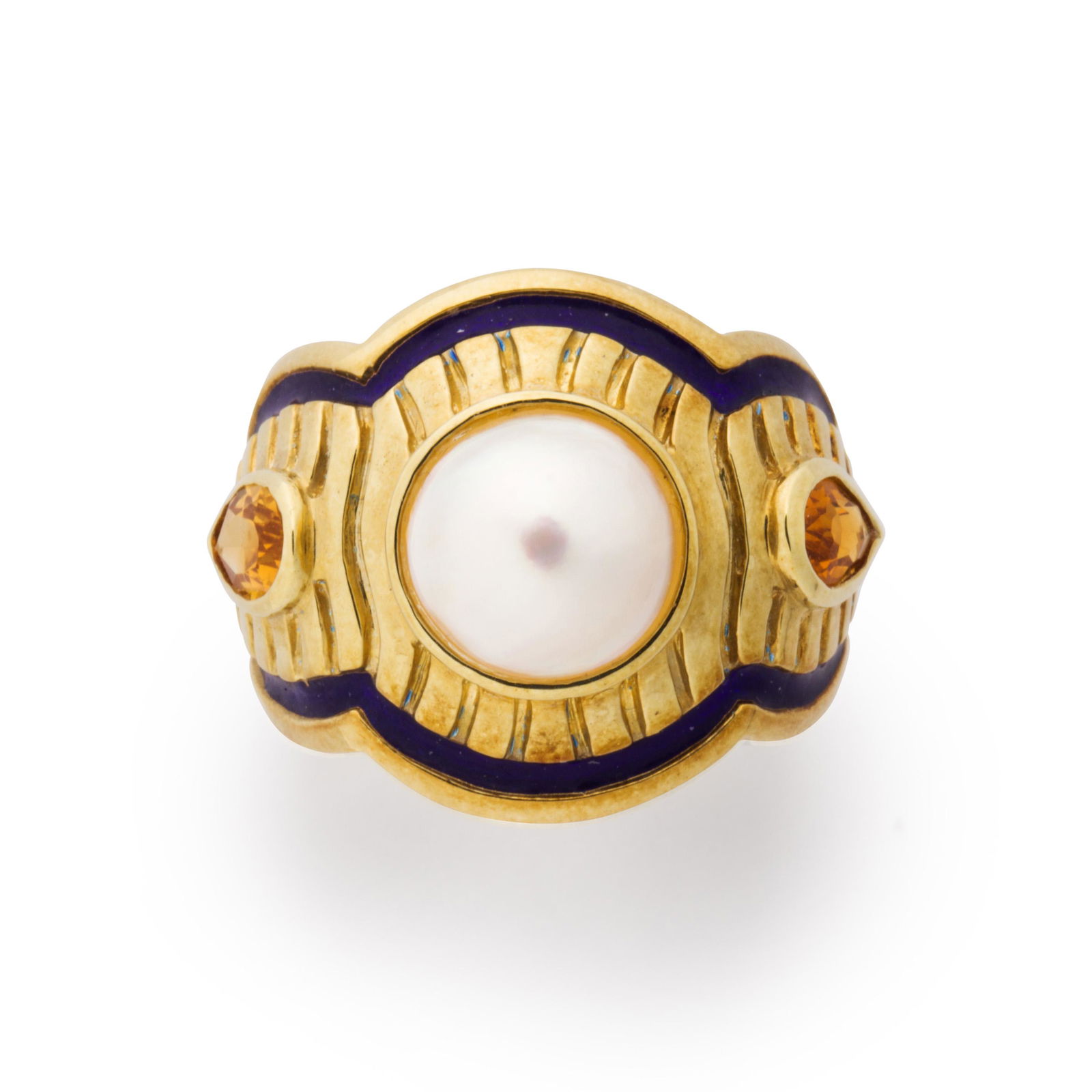 A mabÃ© pearl, citrine and fourteen karat gold ring (1 of 2)
