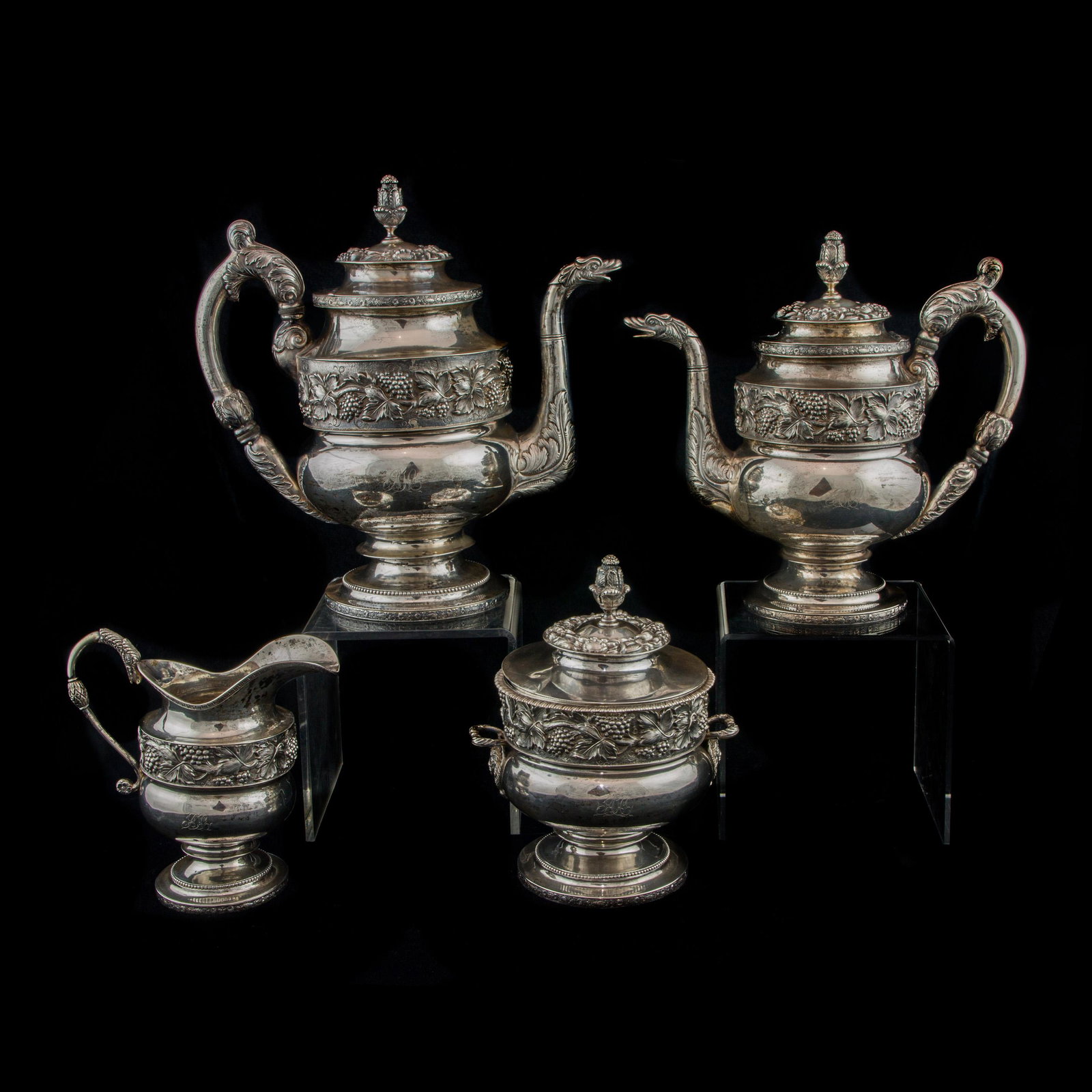 A (Lot of 4) Continental silver hot beverage service (1 of 2)