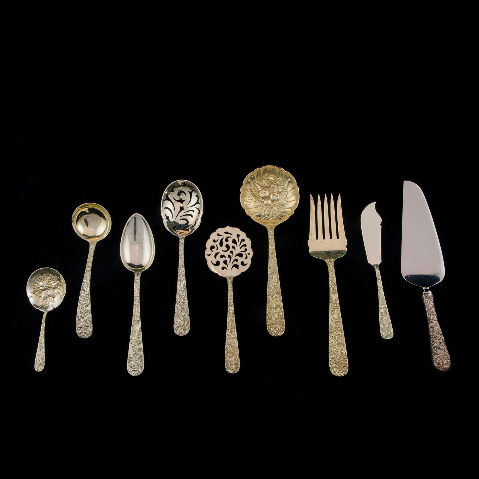 (60 pc) Kirk and Son floral repouse sterling flatware service (1 of 4)