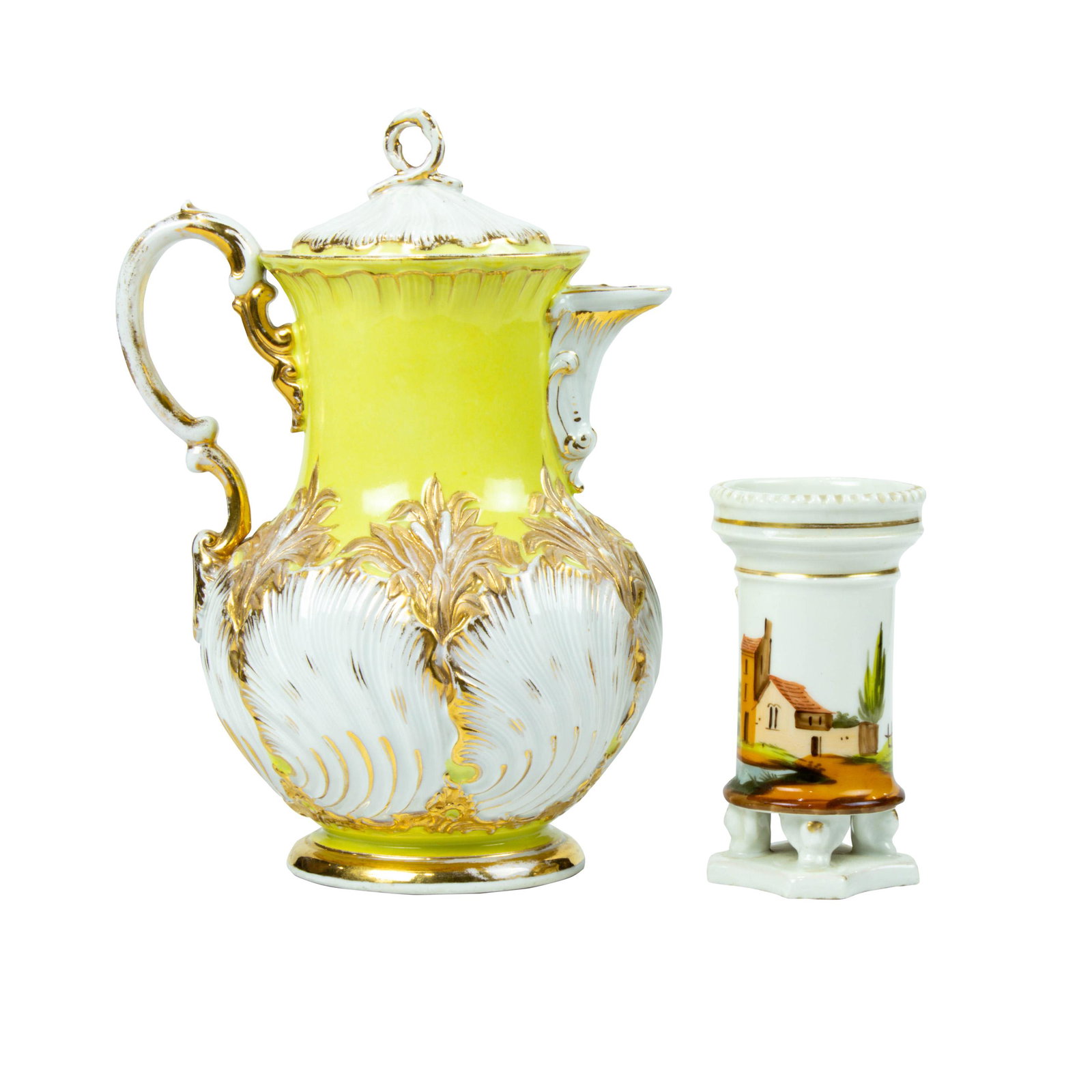 Meissen yellow ground chocolate pot (1 of 4)
