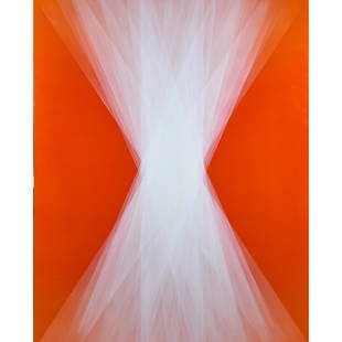 Painting, Bernadette Jiyong Frank: Bernadette Jiyong Frank (Japanese b. 1964), "Spaces in Between (Orange)," 2017, oil and acrylic on panel, signed, titled, and dated verso, panel (unframed): 60"h x 48"w