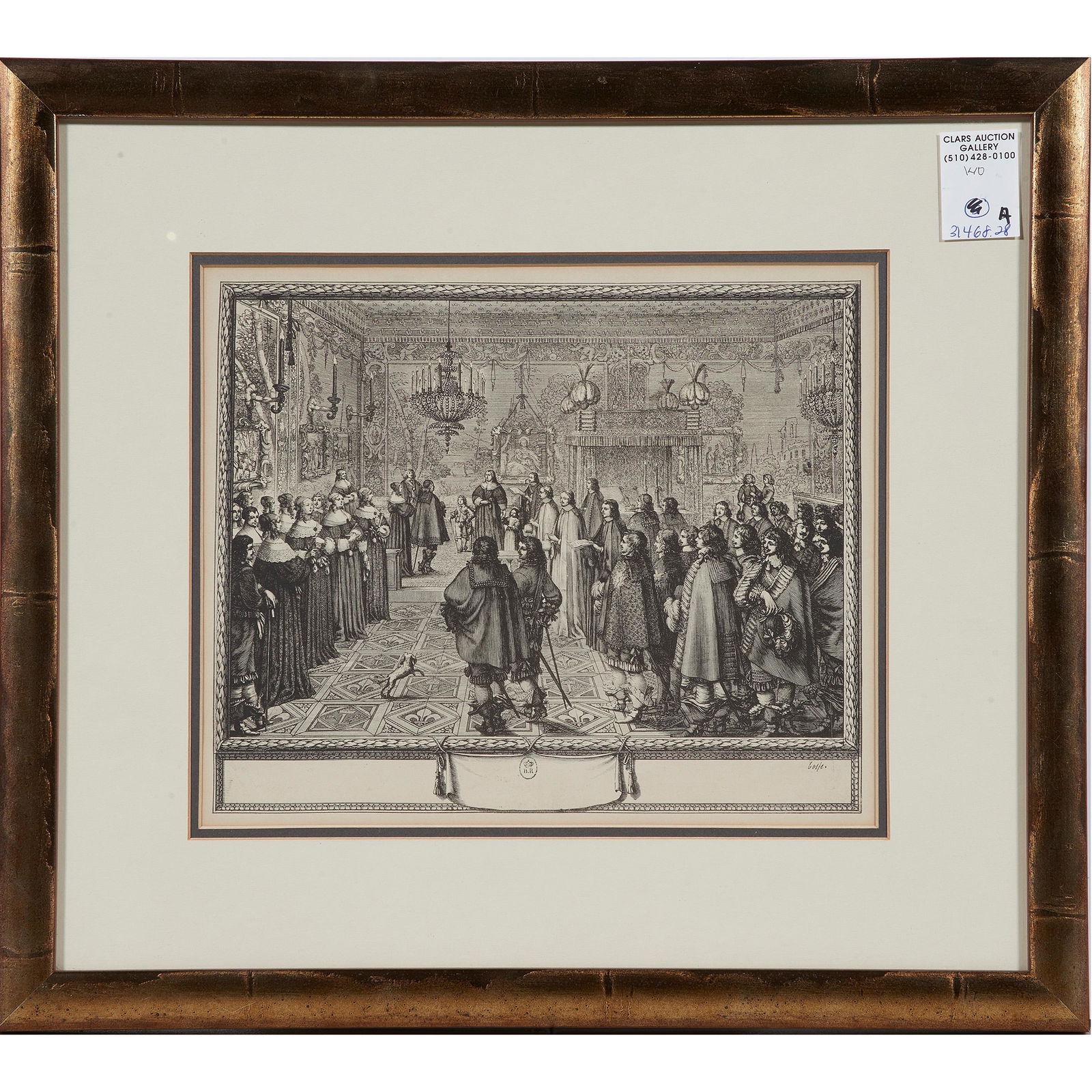 Print, After Abraham Bosse: After Abraham Bosse (French, 1602-1676), "Ceremony of the Contract of Marriage between Vladislas IV, King of Poland, and Louise Marie of Gonzaga, Princess of Mantua, at Fontainbleau" (1645), engraving