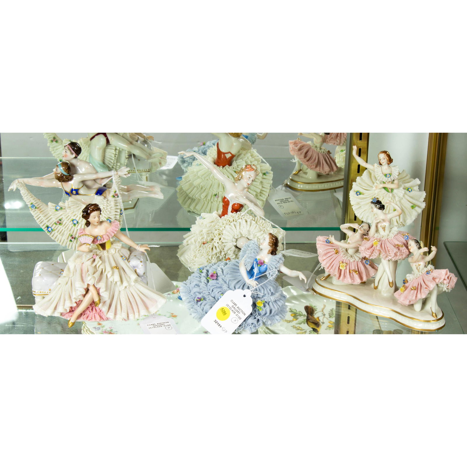 (Lot of 7) Dresden porcelain crinoline figural groups (1 of 1)
