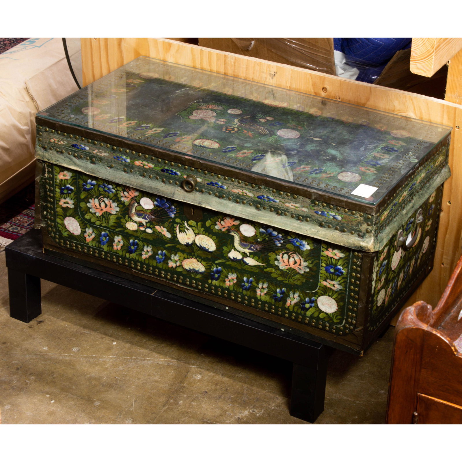 A Chinese painted camphor chest: A Chinese painted camphor chest, 19th century, 20"h x 29"w x 15"d