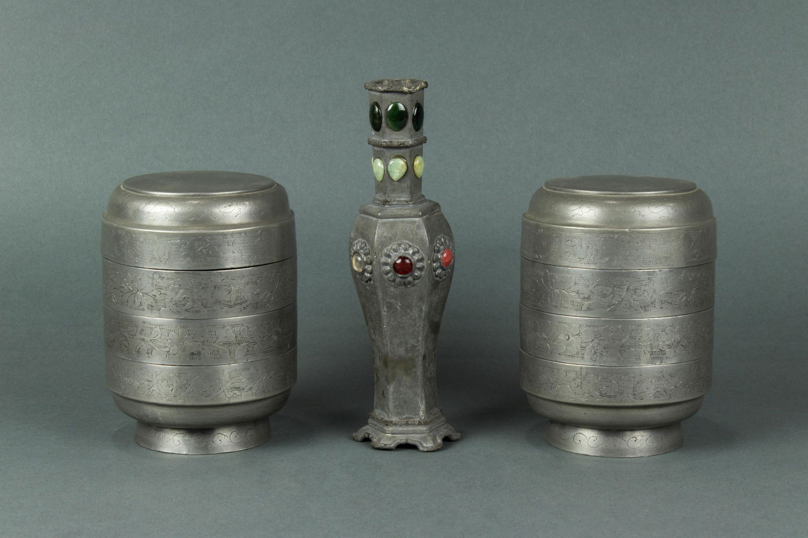 (lot of 3) Chinese pewter objects (1 of 2)