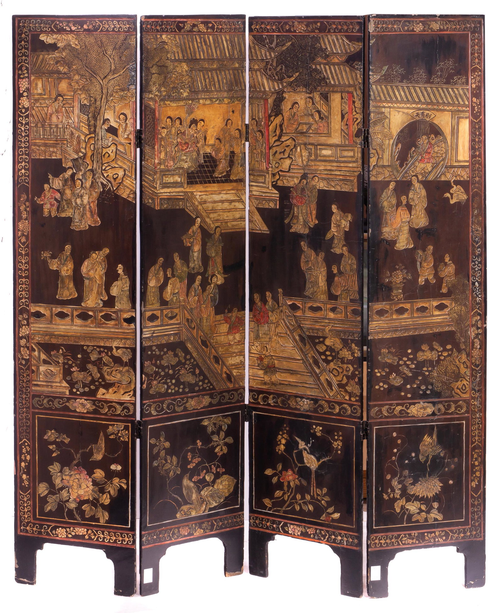 Chinese four-panel coromandel screen (1 of 1)