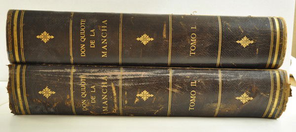 Book, Don Quixote, De La Mancha Barcelona: (lot of 2) Two volumes of Don Quixote, De La Mancha Barcelona, Cervantes Saavedra, Miguel de, edited by Montaner Y Simon, S. A., 1930, Con Comentarios de los Mas Eminentes Cervantistas, Seleccionados