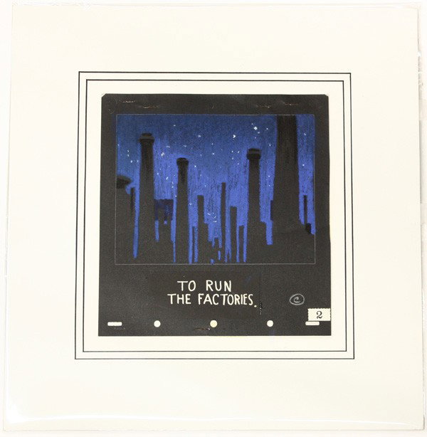 Story Drawing, Walt Disney, World War II: Unframed pastel on black story sheet animation drawing, ''World War II Film,'' 1942-44, number ''2'' pasted at lower right to mark storyboard placement, image: 7''h x 7''w, on untrimmed black story sh