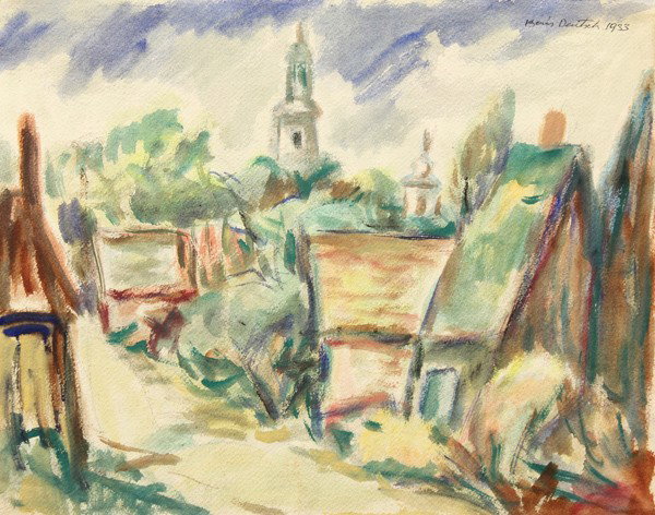 Works on Paper, Boris Deutsch: (lot of 11) Unframed works on paper, Abstracts, Portraits, Figures, and Landcapes by Boris Deutsch (Californian, 1892-1978), most signed and dated, 1920s-1970s, largest overall: 18.75''h x 15''w