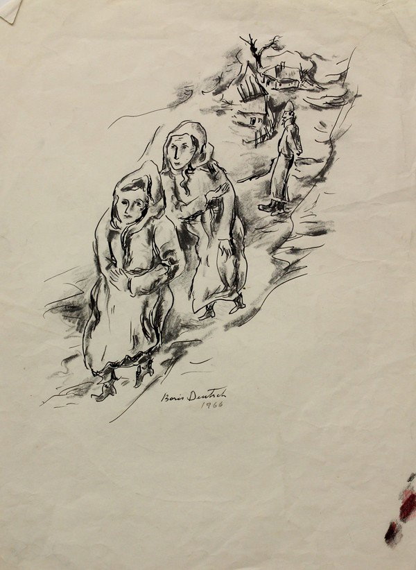 Works on Paper, Boris Deutsch: (lot of 13) Unframed works on paper, Abstracts, Portraits, Figures, and Landcapes by Boris Deutsch (Californian, 1892-1978), most signed and dated, 1920s-1970s, largest overall: 20.75''h x 25.75''w