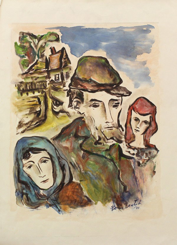 Works on Paper, Boris Deutsch: (lot of 12) Unframed works on paper, Abstracts, Portraits, Figures, and Landcapes by Boris Deutsch (Californian, 1892-1978), most signed and dated, 1920s-1970s, largest overall: 28''h x 20.5''w