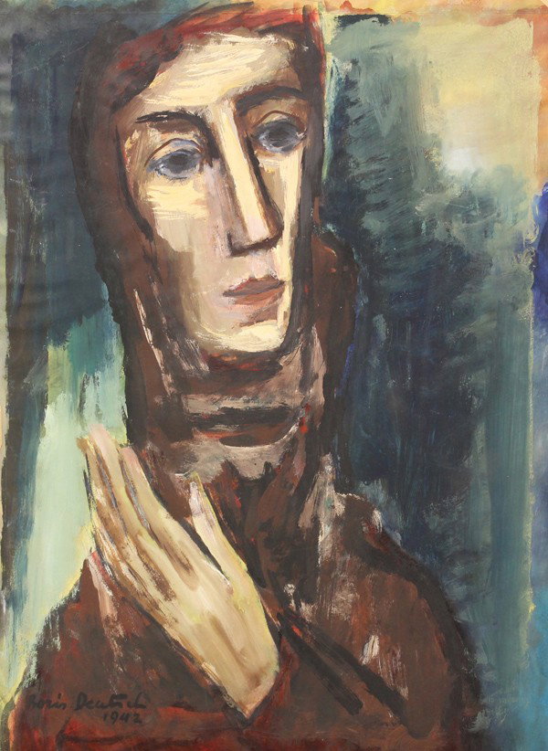 Works on Paper, Boris Deutsch: (lot of 11) Unframed works on paper, Abstracts, Portraits, Figures, and Landcapes by Boris Deutsch (Californian, 1892-1978), most signed and dated, 1920s-1970s, largest overall: 22''h x 16.25''w