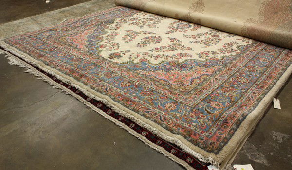 Persian Kerman rug carpet: Persian Kerman carpet, 10'-10'' x 19'-1''