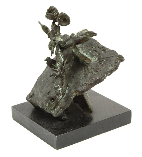 Sculpture, Harold Paris, Dying Prince: Bronze sculpture upon wood base, ''Dying Prince,'' 1954, by Harold Persico Paris (Californian, 1925-1979), overall: 10''h x 7''w x 8''d. Provenance: Deaccession of the Magnes Museum, Berkeley, Califor