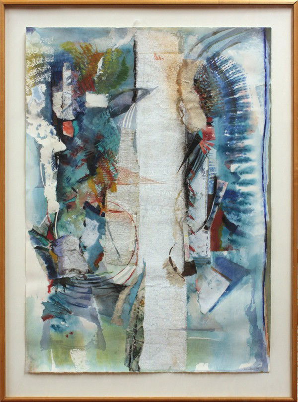 Mixed Media, Mary Heebner, Quivvery: Framed mixed media, ''Quivery '84'', 1984, by Mary Heebner (Californian, b.1951), signed and dated ''M. Heebner '84'' lower right, overall: 48.5''h x 36''w