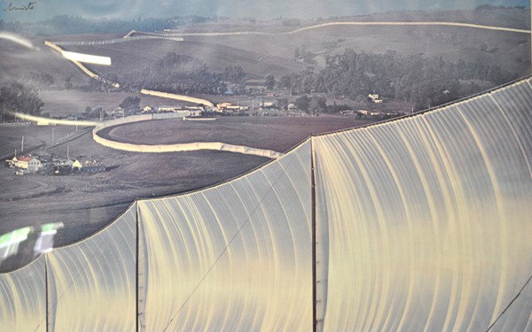 Prints, after Christo, Running Fence: (Lot of 2) Framed prints, Running Fence and Reiffel Canyon Curtain, after Christo and Jean Claude (American, 1935-2009), one signed ''Christo'' in marker upper left, overall: 25.5''h x 39.5''w