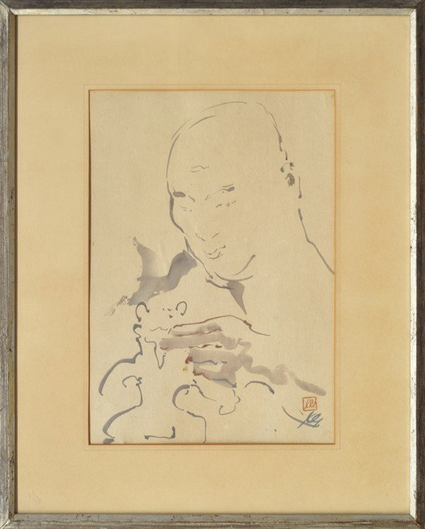 Watercolor, Xavier Gonzalez: Framed watercolor, ''Notes of Japan, Figure #16,'' by Xavier Gonzalez (American, 1898-1993), initialed ''X.G.'' lower right, titled verso, overall: 22.5''h x 18''w