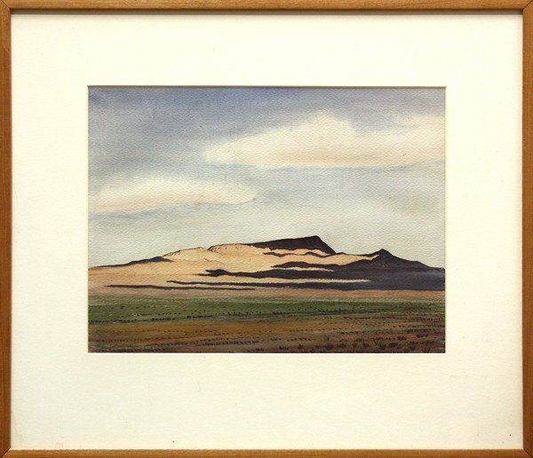 Watercolor, Clifford Lewis, Desert Bluffs: Framed watercolor, Desert Bluffs, 1939, by Clifford Lewis (Californian, 20th century), signed and dated ''Clifford Lewis 1939'' lower left, overall: 19''h x 22''w