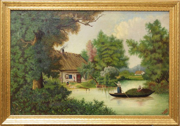 Paintings, Dutch, Pastoral Scenes: (Lot of 2) Framed oils on canvas, Pastoral Scenes, 1886, Dutch School, signed ''H. Young,'' largest overall: 23.75''h x 33.5