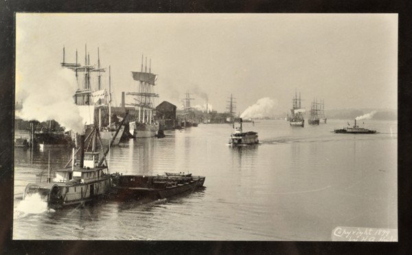 Photograph, Robert A. Hale, 1899, Portland Harbor: Unframed photograph, ''Portland Harbor,'' 1899, by Herbert A. Hale, Oregon Historical Society seal verso