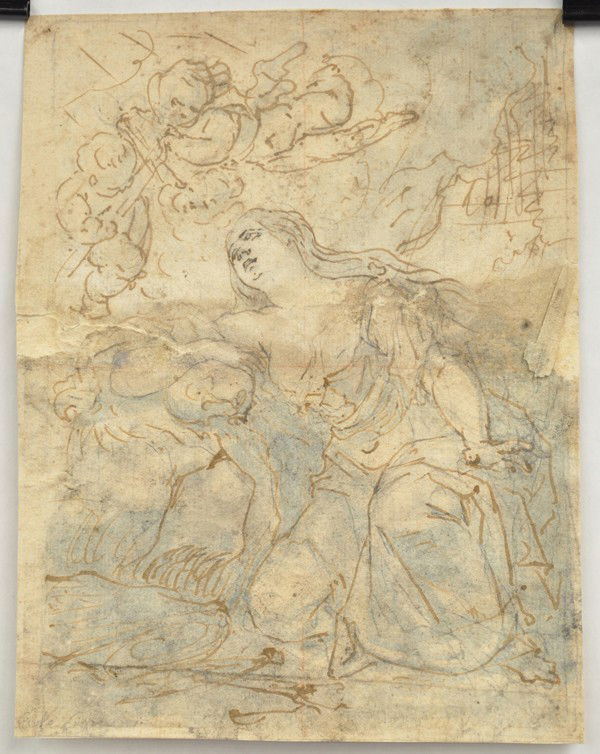 Drawings, Old Master, Style of Annibale Carracci: (Lot of 2) Pair of drawings in pen, Style of Annibale Carracci, one with annotations verso in brown ink, overall each: 7.75''h x 6''w