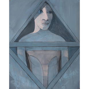 Work on paper, William Theophilus Brown: William Theophilus Brown (American, 1919-2012), "Woman," 1970, gouache and charcoal on paper, initialed and dated lower right, title label affixed verso, sheet: 23.75"h x 18.75"w, overall with frame: