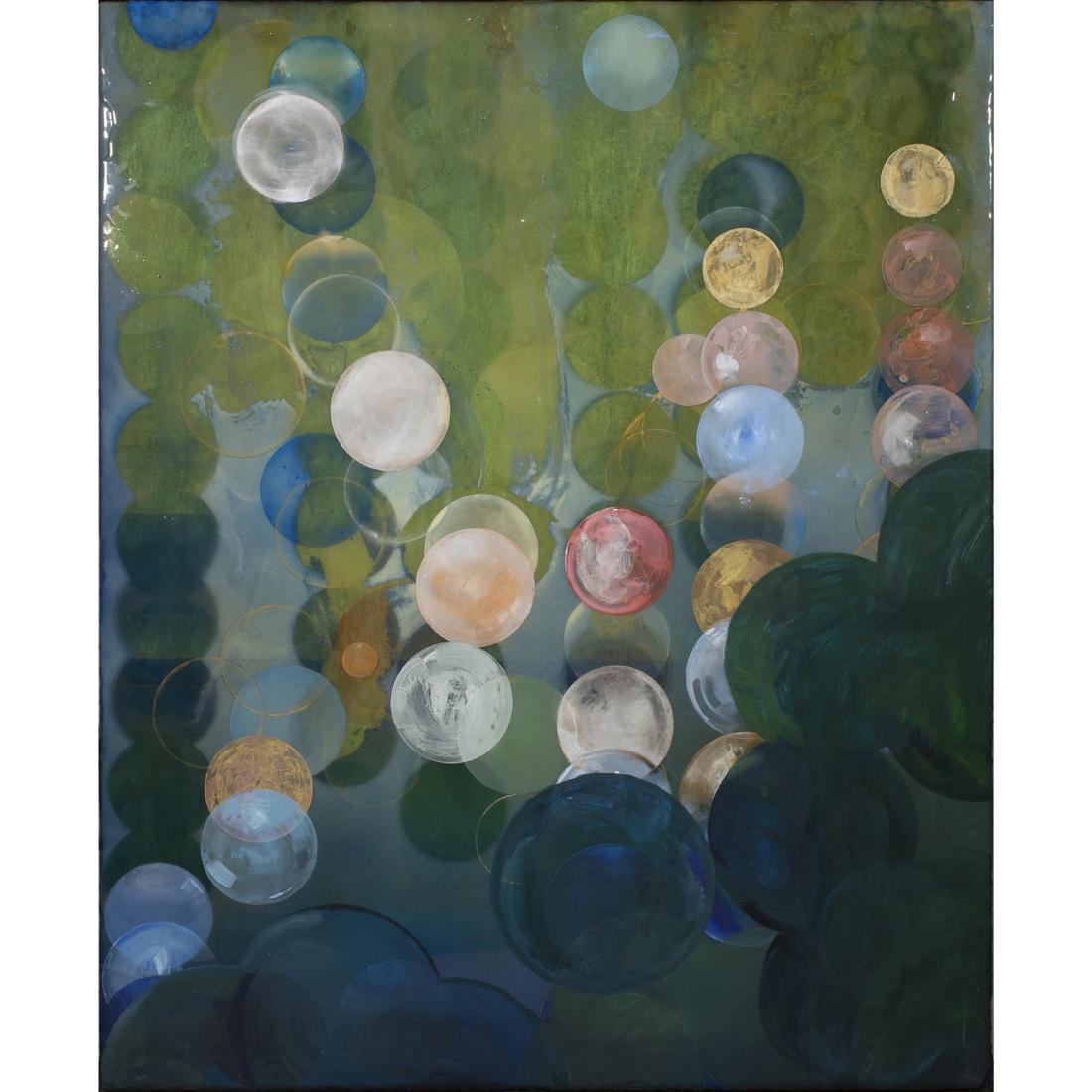 Painting, Erin Parish: Erin Parish (American, b. 1966), "Birdsong Reverb," 2007, oil and resin on panel, signed, titled, and dated verso, panel (unframed): 48"h x 39.5"w. Provenance: Private Collection of Gary Danko, San Fr