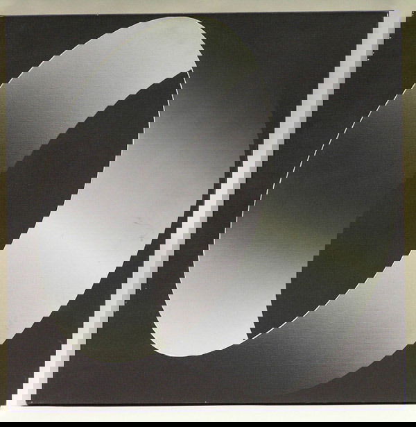 Acrylic/canvas, Jack Brusca, nonobjective: Unframed acrylic on canvas, ''Ring Negative'' (1970) by Jack Brusca (American 1939-1993), signed, titled and dated on reverse, image: 24''H x 24''W. Condition: Minor paint loss upper right and left co