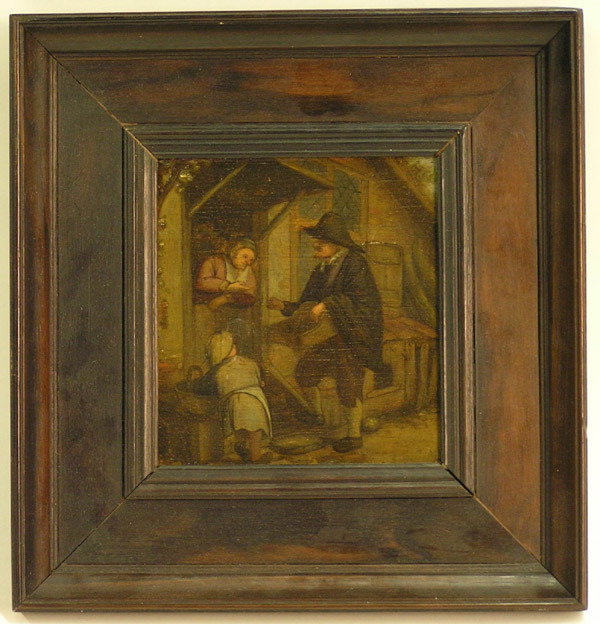 Framed oil, Street Merchant, Dutch